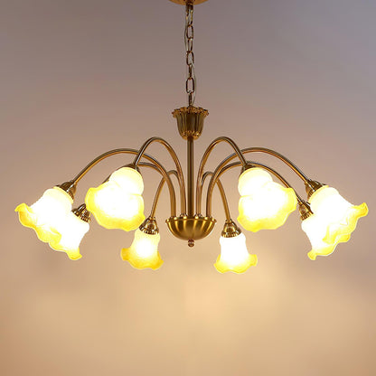 Elegant Morning Glory Chandelier - Adjustable Height, Crystal Accents