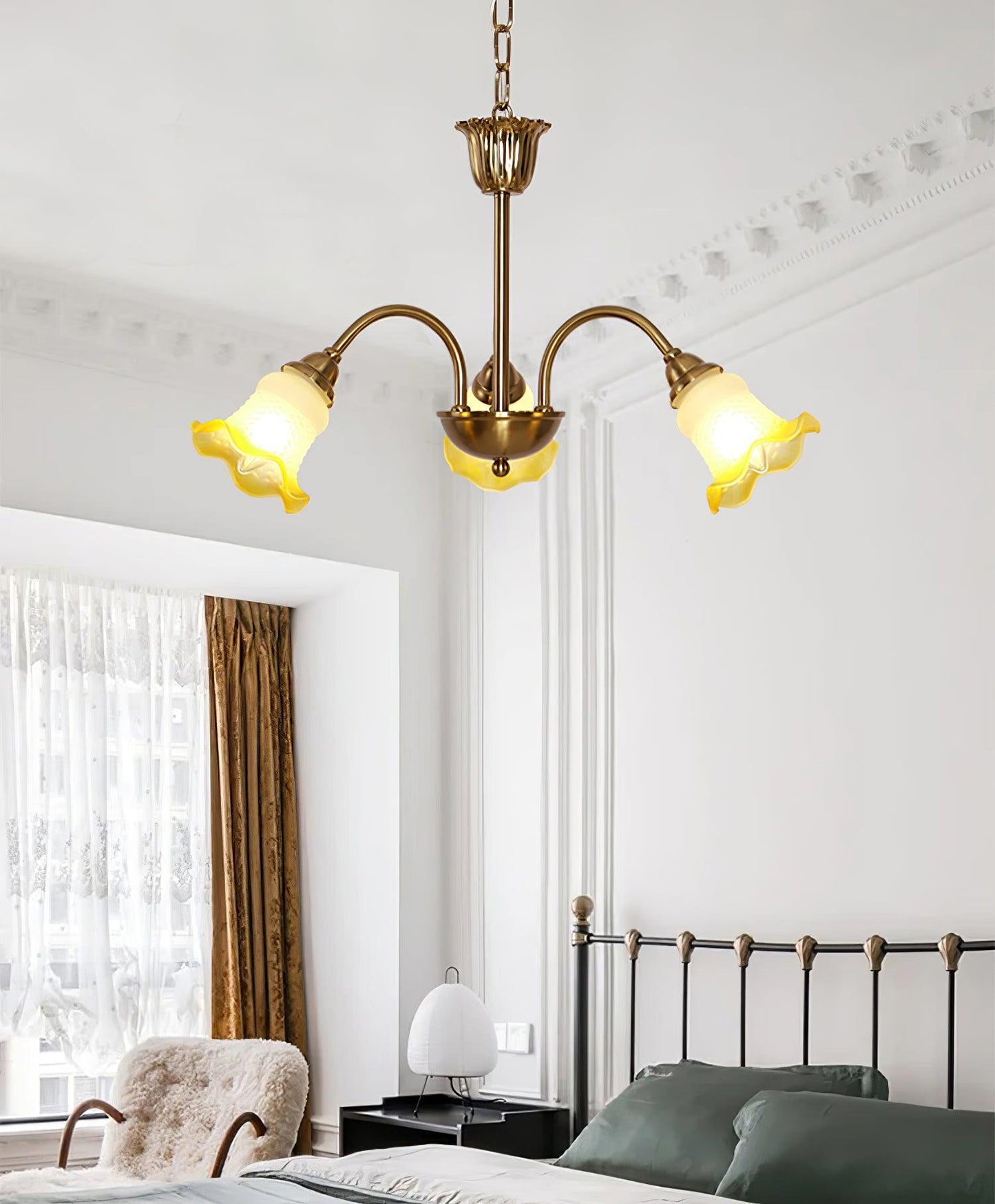 Elegant Morning Glory Chandelier - Adjustable Height, Crystal Accents