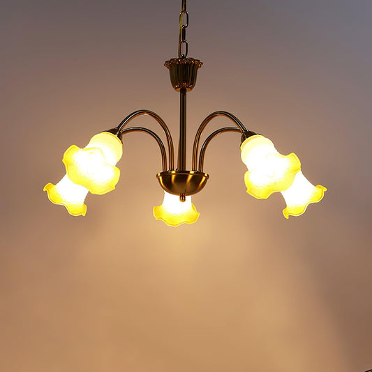 Elegant Morning Glory Chandelier - Adjustable Height, Crystal Accents