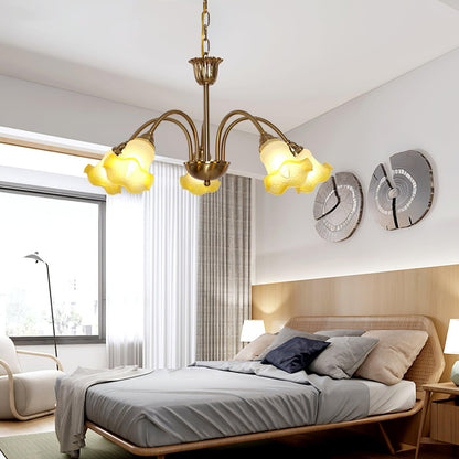 Elegant Morning Glory Chandelier - Adjustable Height, Crystal Accents