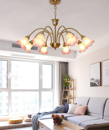 Elegant Morning Glory Chandelier - Adjustable Height, Crystal Accents