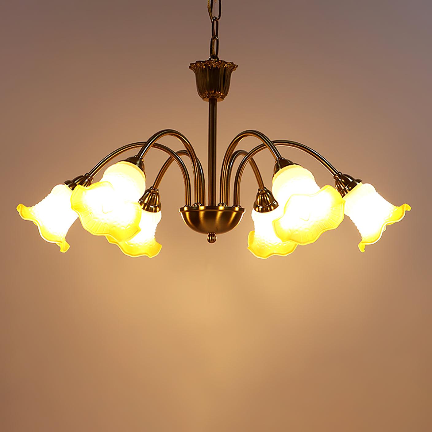 Elegant Morning Glory Chandelier - Adjustable Height, Crystal Accents