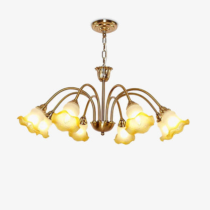 Elegant Morning Glory Chandelier - Adjustable Height, Crystal Accents