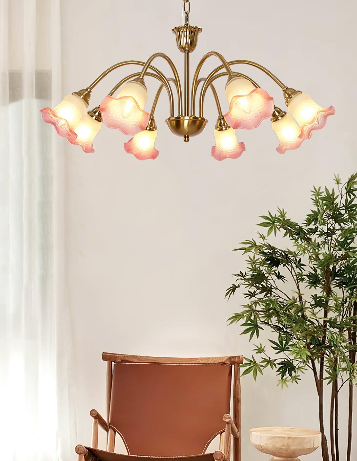 Elegant Morning Glory Chandelier - Adjustable Height, Crystal Accents
