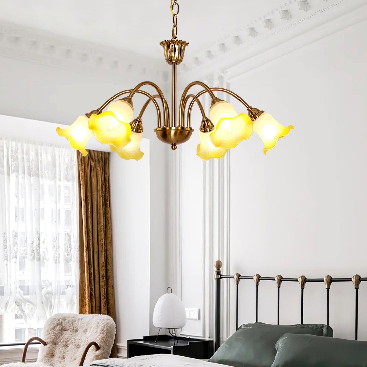 Elegant Morning Glory Chandelier - Adjustable Height, Crystal Accents
