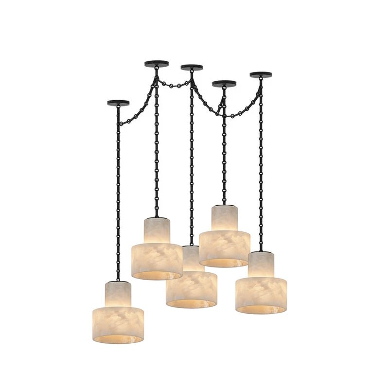 Multi-Tier Chain Drum Pendant Lamp - Adjustable Height, Modern Design