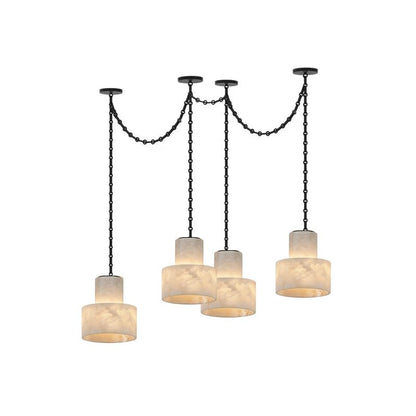 Multi-Tier Chain Drum Pendant Lamp - Adjustable Height, Modern Design