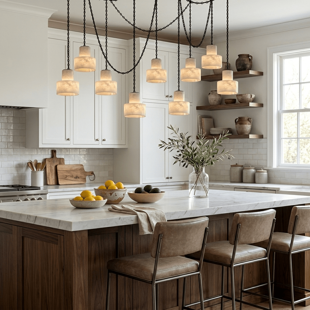 Multi-Tier Chain Drum Pendant Lamp - Adjustable Height, Modern Design