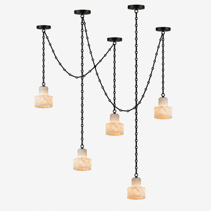 Multi-Tier Chain Drum Pendant Lamp - Adjustable Height, Modern Design