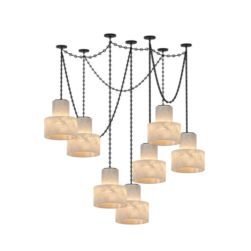 Multi-Tier Chain Drum Pendant Lamp - Adjustable Height, Modern Design