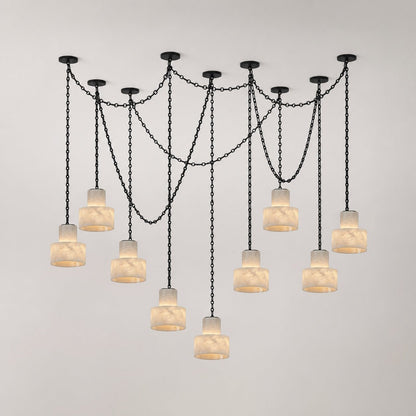 Multi-Tier Chain Drum Pendant Lamp - Adjustable Height, Modern Design