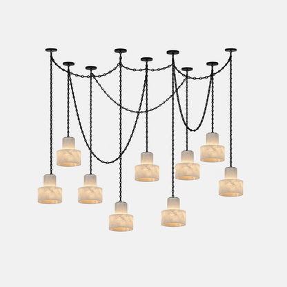 Multi-Tier Chain Drum Pendant Lamp - Adjustable Height, Modern Design