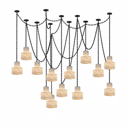 Multi-Tier Chain Drum Pendant Lamp - Adjustable Height, Modern Design