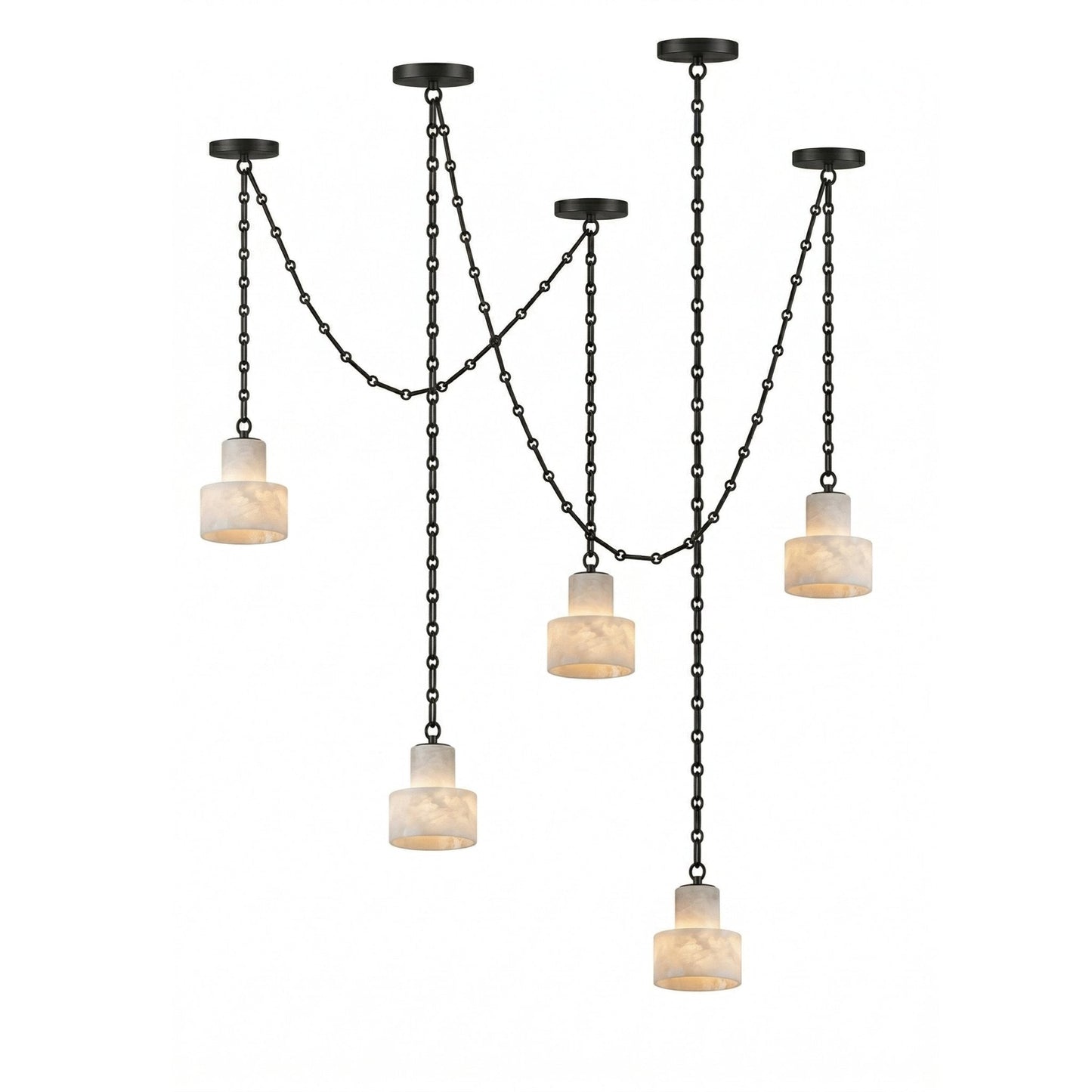 Multi-Tier Chain Drum Pendant Lamp - Adjustable Height, Modern Design