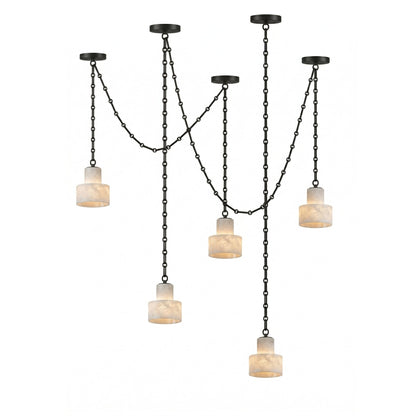 Multi-Tier Chain Drum Pendant Lamp - Adjustable Height, Modern Design