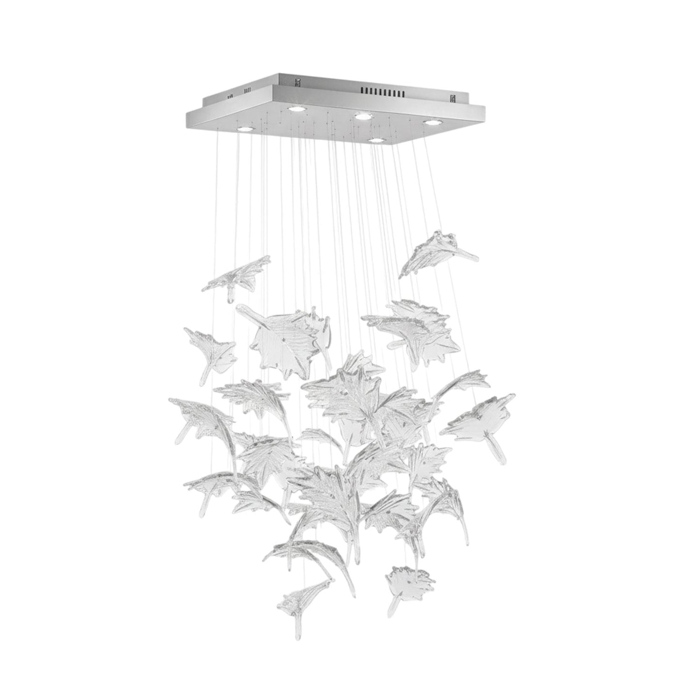 Multicolor Crystal Maple Leaf Chandelier with Adjustable Height & LED