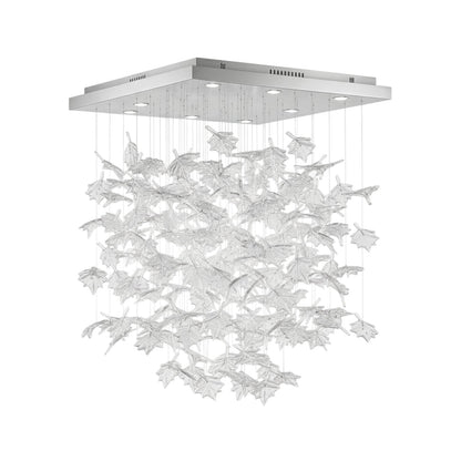 Multicolor Crystal Maple Leaf Chandelier with Adjustable Height & LED