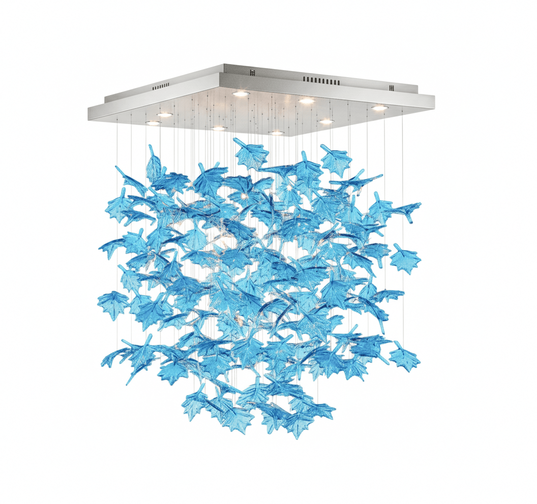 Multicolor Crystal Maple Leaf Chandelier with Adjustable Height & LED
