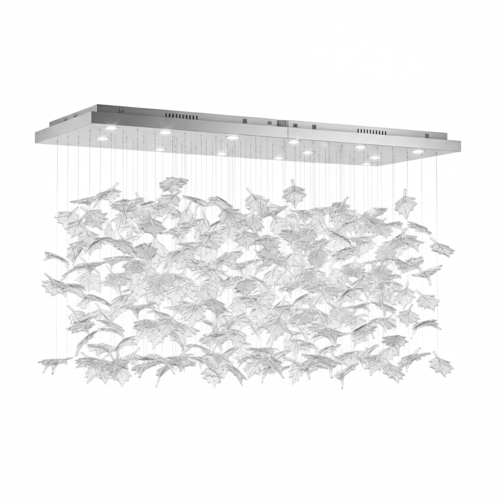Multicolor Crystal Maple Leaf Chandelier with Adjustable Height & LED