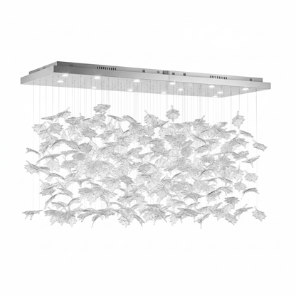 Multicolor Crystal Maple Leaf Chandelier with Adjustable Height & LED