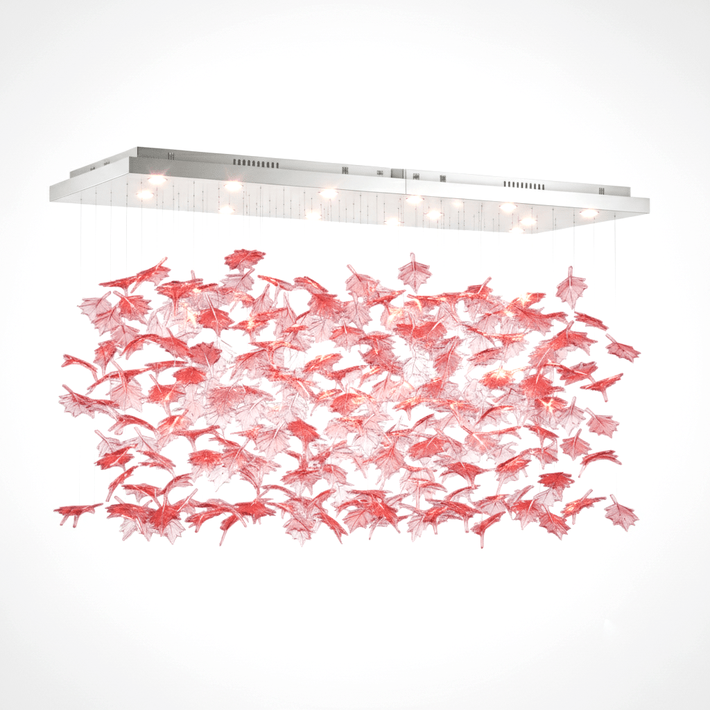 Multicolor Crystal Maple Leaf Chandelier with Adjustable Height & LED
