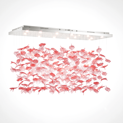 Multicolor Crystal Maple Leaf Chandelier with Adjustable Height & LED