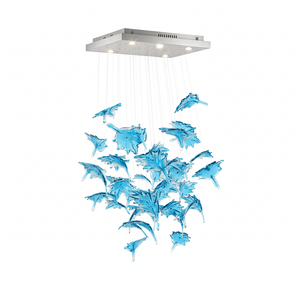 Multicolor Crystal Maple Leaf Chandelier with Adjustable Height & LED