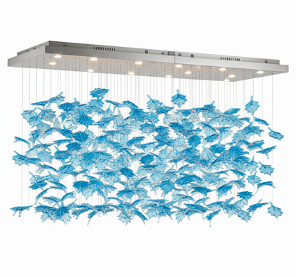 Multicolor Crystal Maple Leaf Chandelier with Adjustable Height & LED