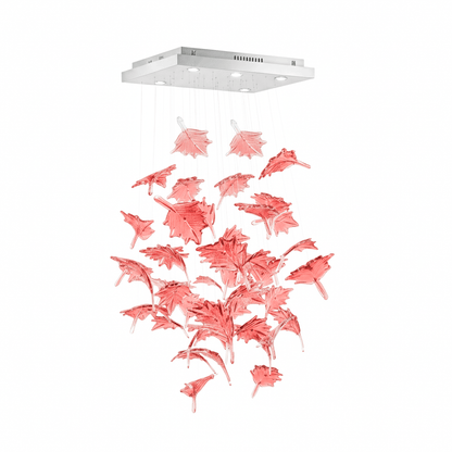 Multicolor Crystal Maple Leaf Chandelier with Adjustable Height & LED