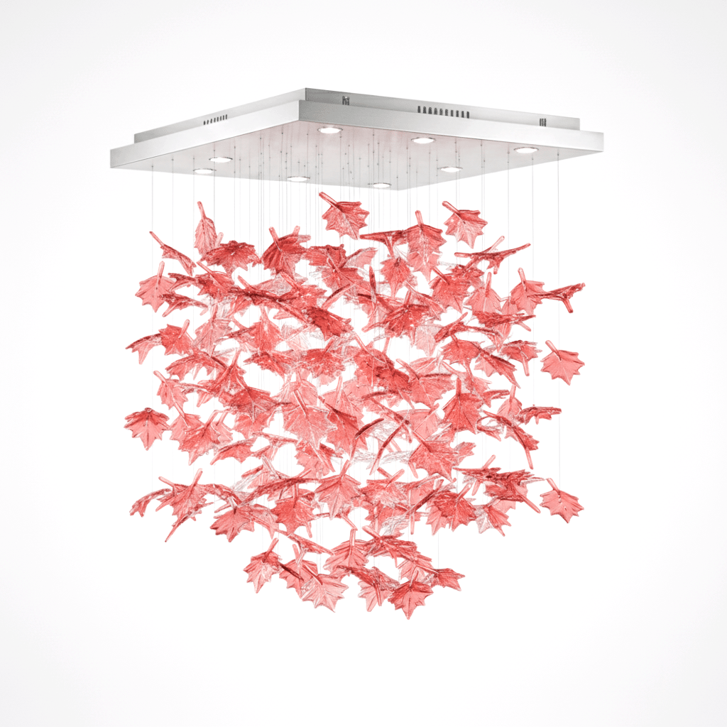Multicolor Crystal Maple Leaf Chandelier with Adjustable Height & LED