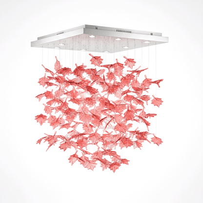 Multicolor Crystal Maple Leaf Chandelier with Adjustable Height & LED
