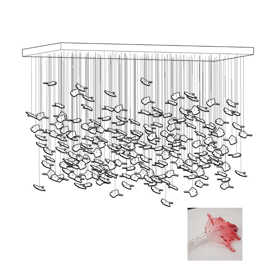 Multicolor Crystal Maple Leaf Chandelier with Adjustable Height & LED