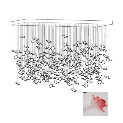 Multicolor Crystal Maple Leaf Chandelier with Adjustable Height & LED