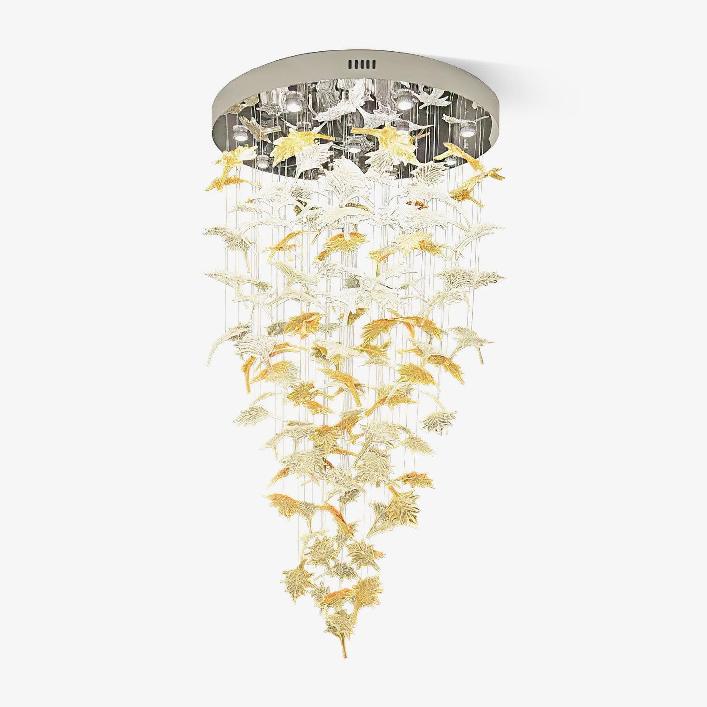 Multicolor Crystal Maple Leaf Chandelier with Adjustable Height & LED