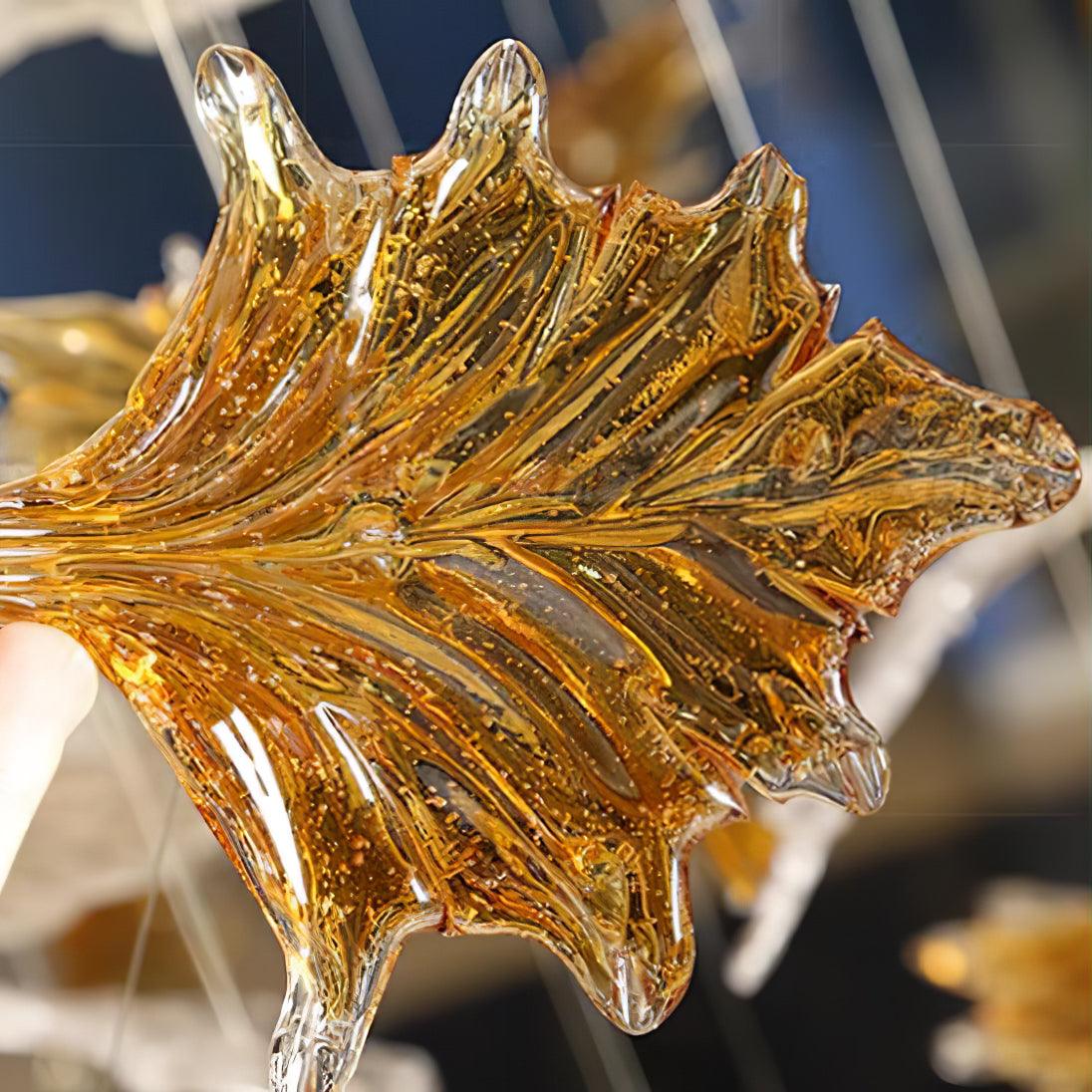 Multicolor Crystal Maple Leaf Chandelier with Adjustable Height & LED