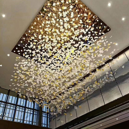 Multicolor Crystal Maple Leaf Chandelier with Adjustable Height & LED