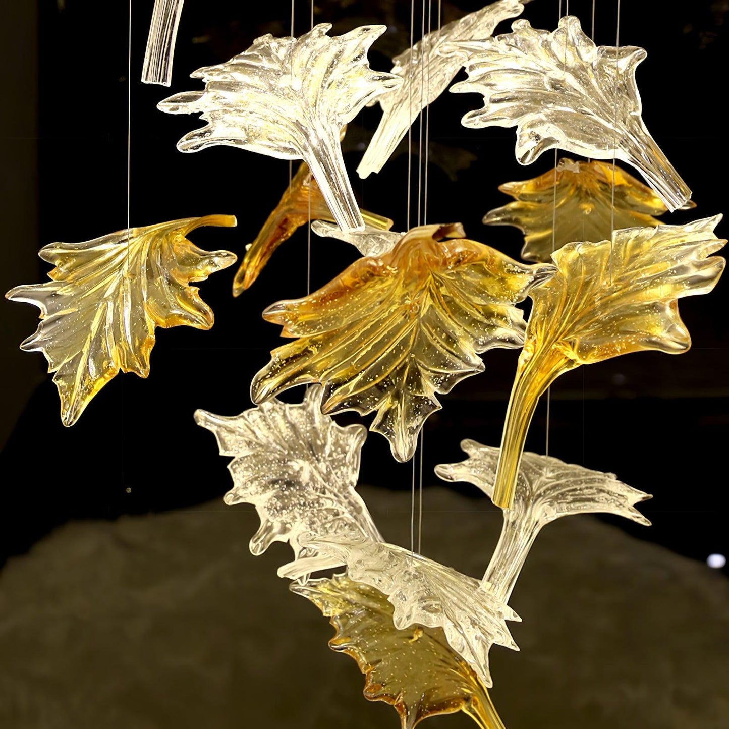 Multicolor Crystal Maple Leaf Chandelier with Adjustable Height & LED
