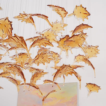 Multicolor Crystal Maple Leaf Chandelier with Adjustable Height & LED