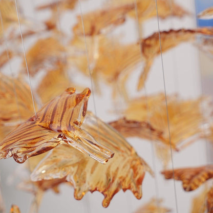 Multicolor Crystal Maple Leaf Chandelier with Adjustable Height & LED