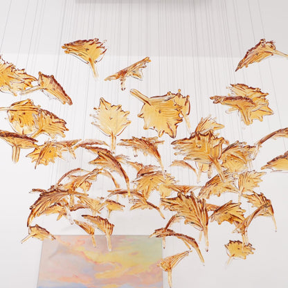 Multicolor Crystal Maple Leaf Chandelier with Adjustable Height & LED