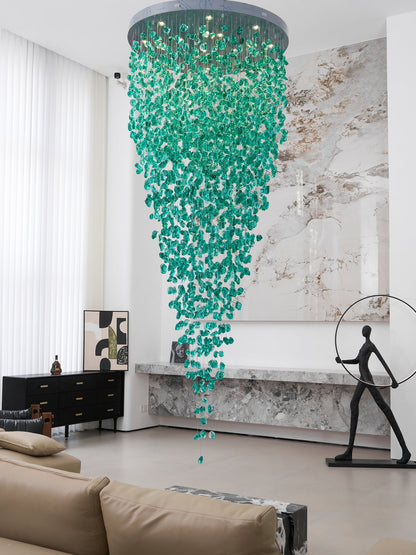 Elegant Crystal Stone Chandelier with Adjustable Height & LED Compatib
