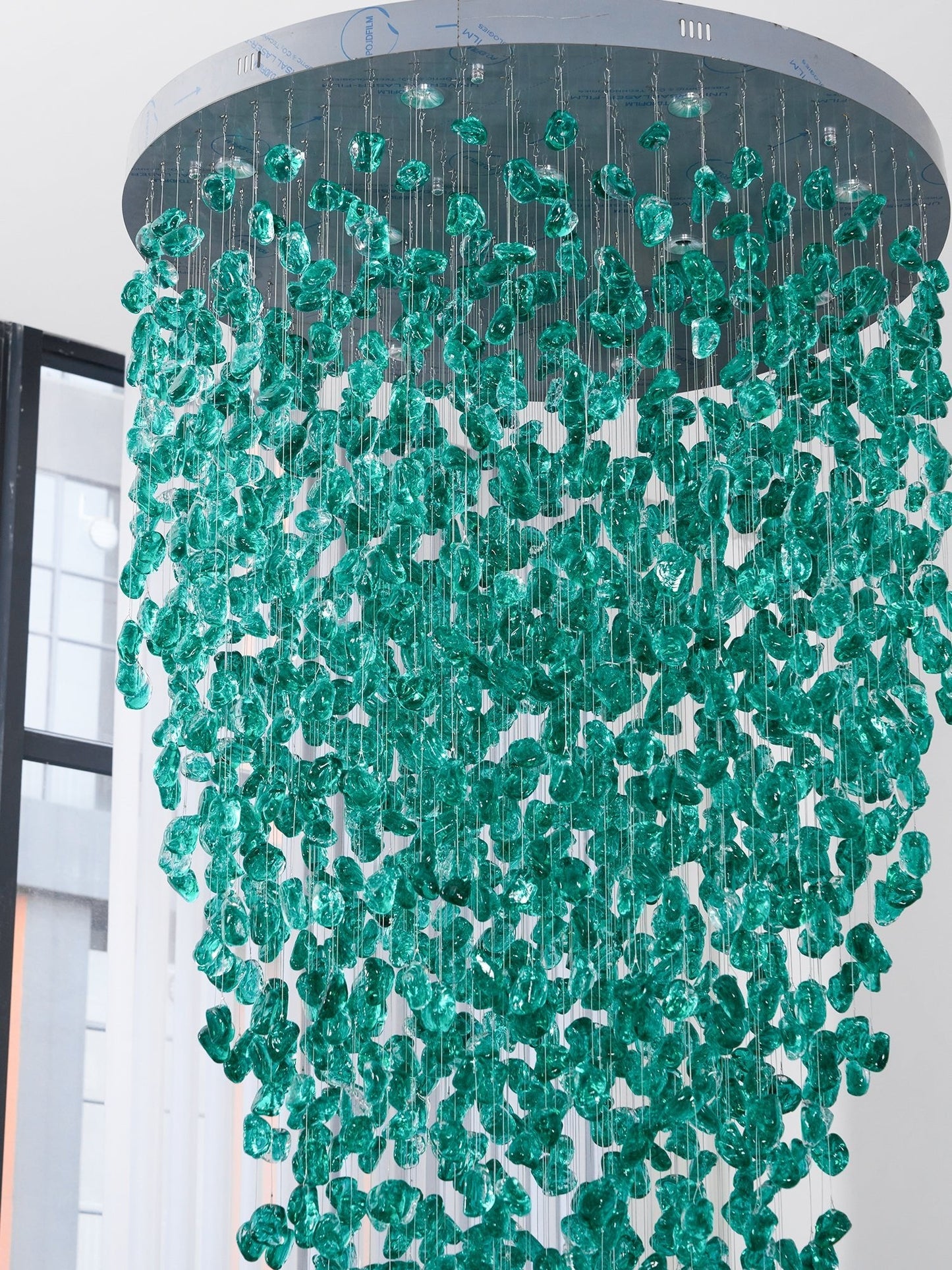 Elegant Crystal Stone Chandelier with Adjustable Height & LED Compatib