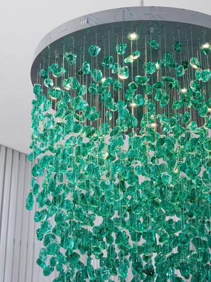 Elegant Crystal Stone Chandelier with Adjustable Height & LED Compatib
