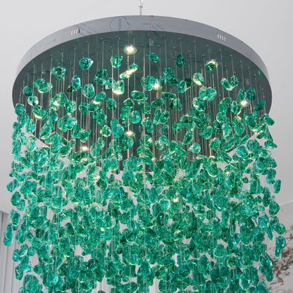 Elegant Crystal Stone Chandelier with Adjustable Height & LED Compatib