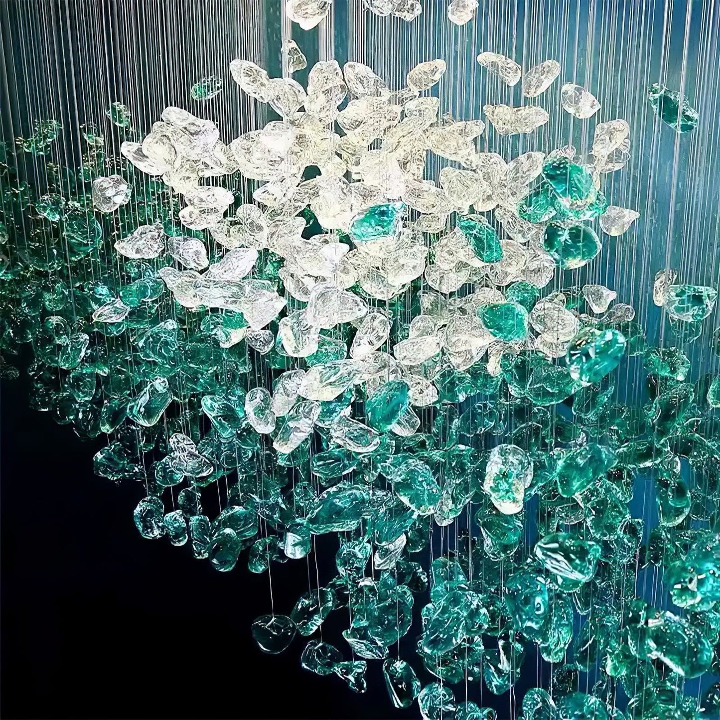 Elegant Crystal Stone Chandelier with Adjustable Height & LED Compatib