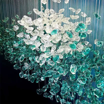 Elegant Crystal Stone Chandelier with Adjustable Height & LED Compatib