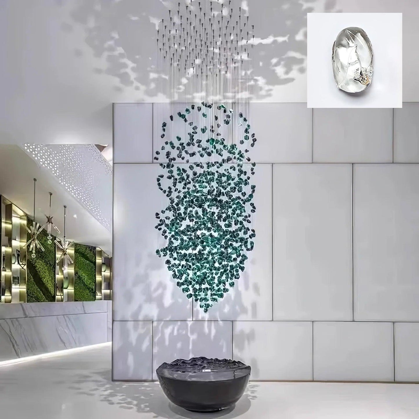 Elegant Crystal Stone Chandelier with Adjustable Height & LED Compatib