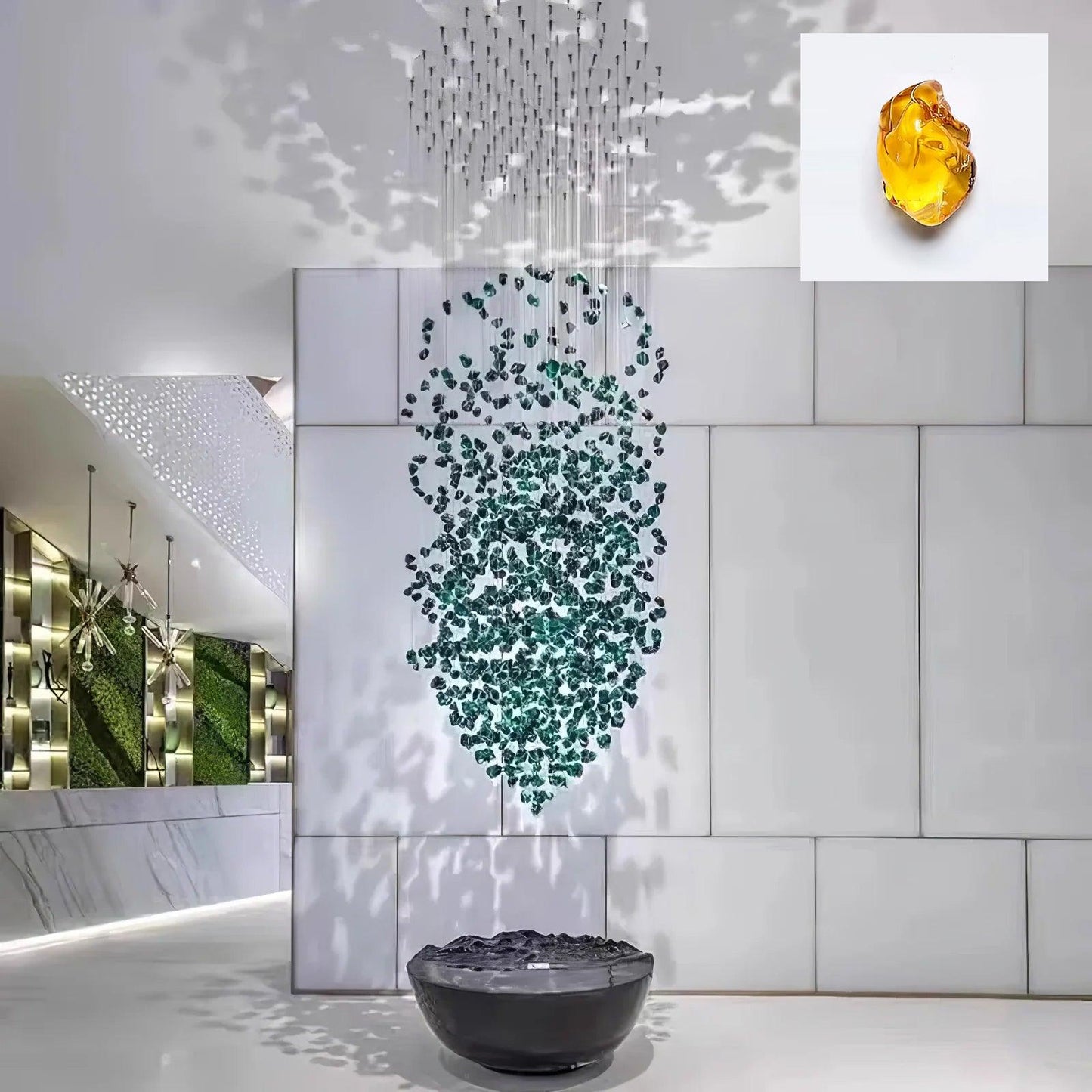 Elegant Crystal Stone Chandelier with Adjustable Height & LED Compatib