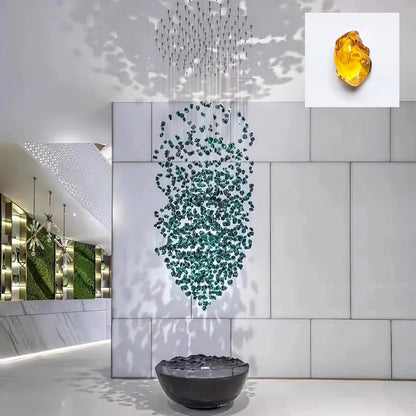 Elegant Crystal Stone Chandelier with Adjustable Height & LED Compatib