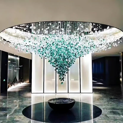 Elegant Crystal Stone Chandelier with Adjustable Height & LED Compatib